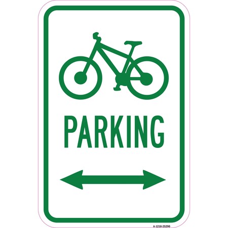Signmission Bicycle Parking With Double Arrow, Heavy-Gauge Aluminum, 12" x 18", A-1218-25290 A-1218-25290